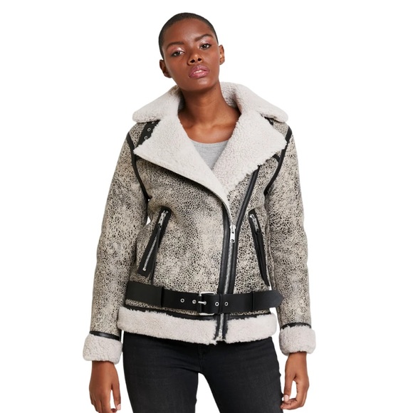 shearling leather biker jacket